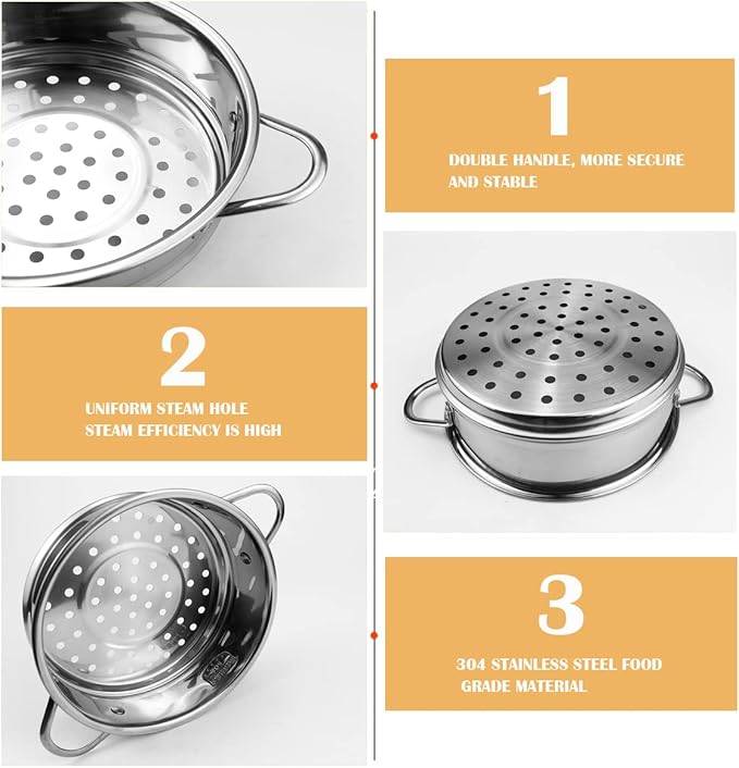 Stainless Steel Steamer Pot 6.3 Inches Round Cooking Rack Food Steamer Basket Insert for Kitchen Dim Sum Dumplings Bun(16cm)