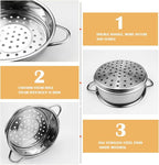 Stainless Steel Steamer Pot 6.3 Inches Round Cooking Rack Food Steamer Basket Insert for Kitchen Dim Sum Dumplings Bun(16cm)