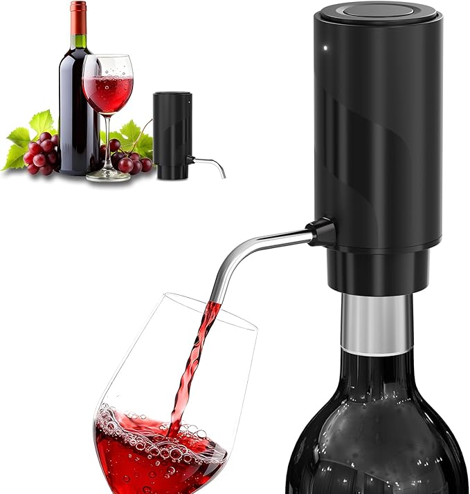 Wine Aerator Electric Decanter – Automatic Wine Dispenser & Pourer with Type-C Rechargeable Battery, Instant Aeration Wine Accessories for Red & White Wine, Christmas Gift for Wine Lovers