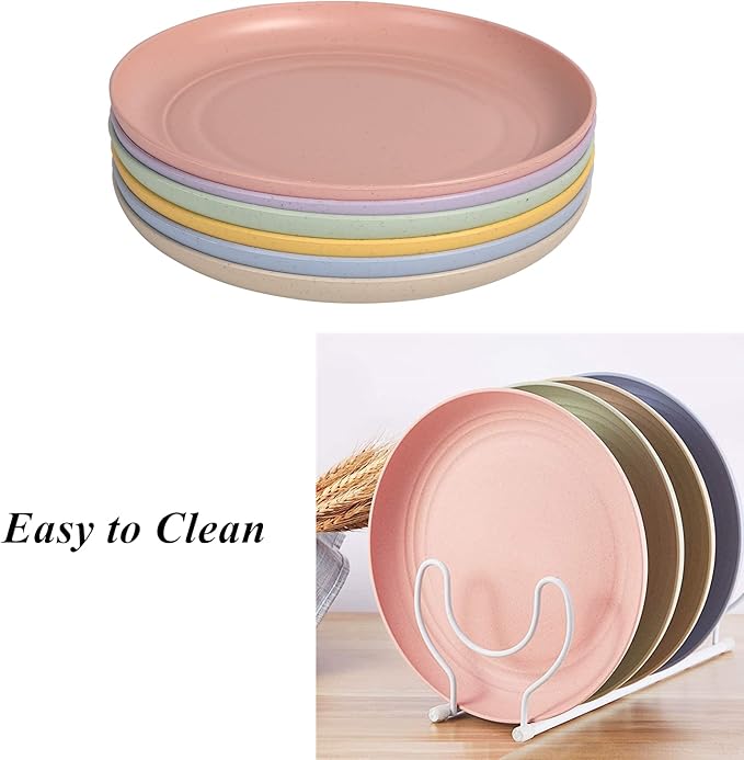 Wheat Straw Plates Lightweight Unbreakable Dinner Dishes Plates Set Dishwasher & Microwave Safe (Small 6 Pack 5.9')