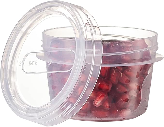 PLASTICPRO 12 Pack Twist Cap Food Storage Containers with Clear Screw on Lid- 4 oz Reusable Meal Prep Containers - Small Freezer Containers Microwave Safe Clear Plastic Food Storage