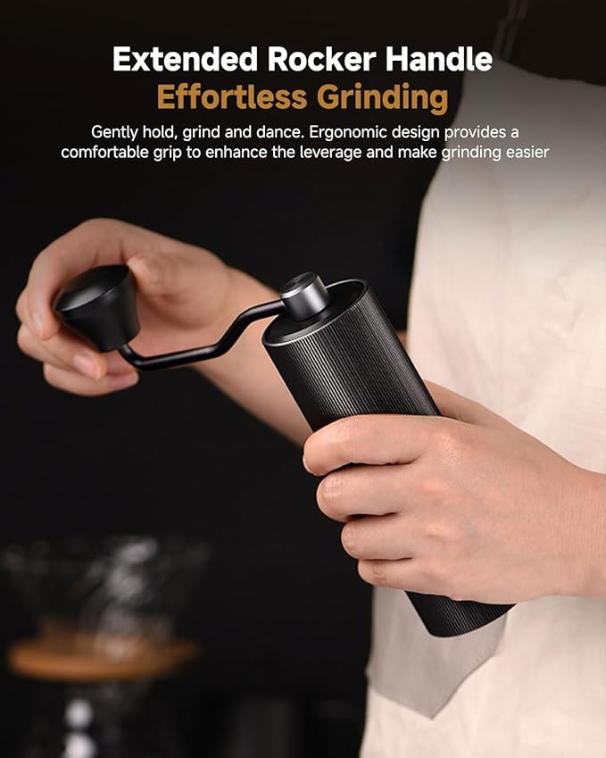 Manual Coffee Grinder,Hand Coffee Grinder with 30 Adjustable Settings,CNC 420 Stainless Steel Espresso Conical Burr-Portable Multi-Bearing Design for Pour Over,French Press & Moka pots