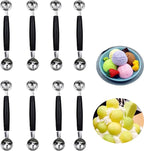 8 Pack Double Ended Headed Fruit Melon Baller,430 Stainless Steel Ball Spoon,Smooth Round Melon Balls Melon Scoop for Watermelon,Ice Cream,Fruits,Sorbet,Meatball