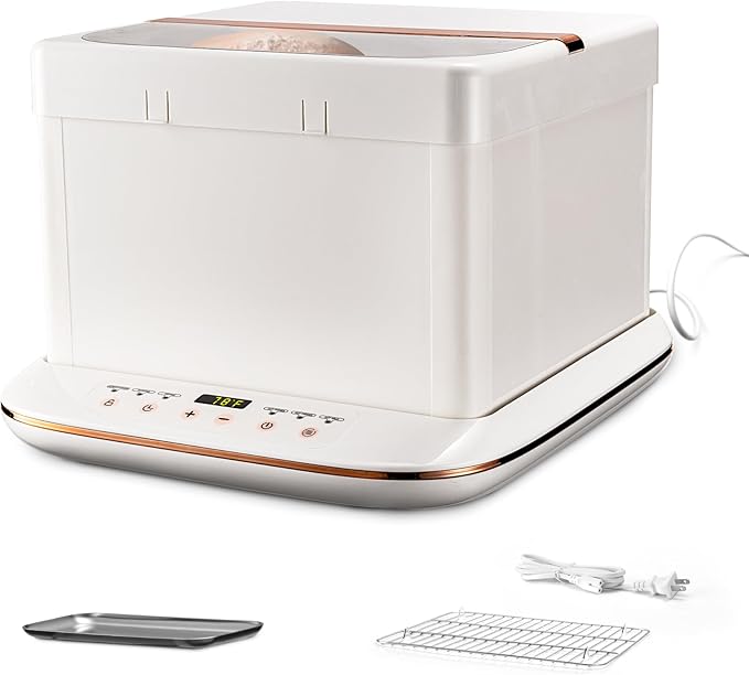 Folding Proofer Bread Proofing Box with 0-120℉ Temp Control & 1–9H Timer Slow Cooker Bread Pizza Dough Proofing Box Sourdough Starter Warmer Kit for Home Bread & Pizza Cooking