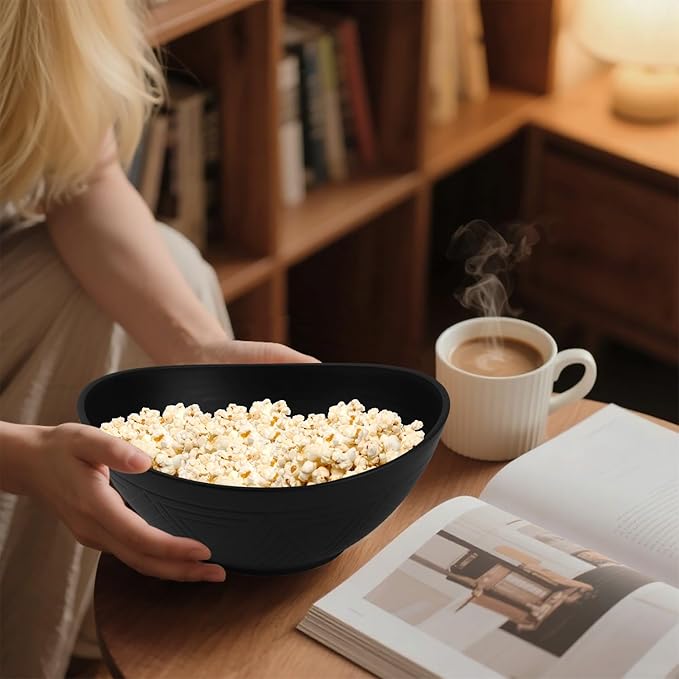 Homienly 9.6 inch Serving Bowls, Large Serving Dishes for Wedding Parties, 60 Oz for Salad, Side Dishes, Pasta, Oval Shape, Microwave & Dishwasher Safe, Set of 4, Black