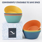 PYRMONT 36 OZ Wheat Straw Bowls Set of 8 Large Cereal Bowls Reusable Soup Bowls Microwave & Dishwasher Safe Unbreakable Bowls Kitchen for Cereal,Salad, Rice,Noodles - Multi