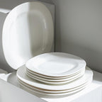 Stone Lain Quadro 4-Piece Dinner Plate Set Porcelain, White