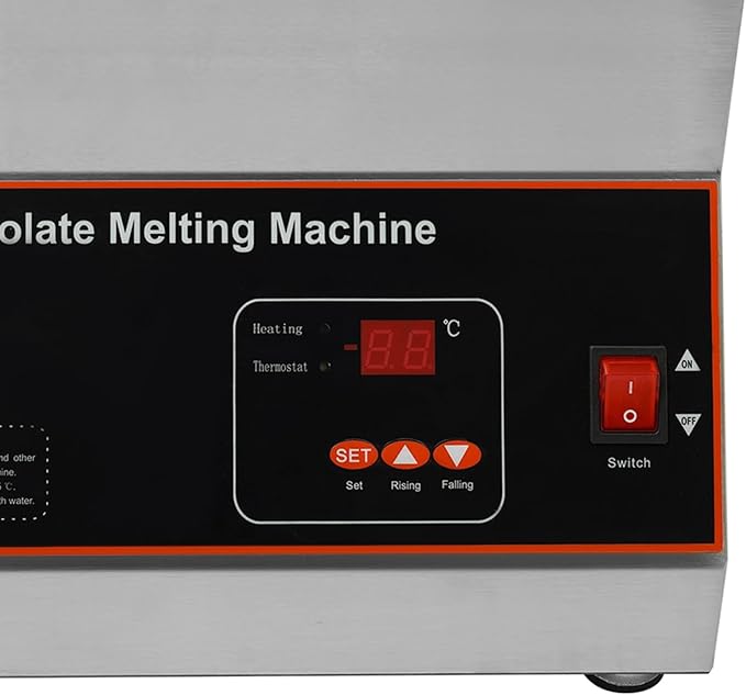 Chocolate Melting Pot, 500W 12kg/26.5lbs Electric Chocolate Tempering Machine, Stainless Steel Commercial Chocolate Melter Food Warmer for Catering Restaurant, 2 Tanks, 32-203°F