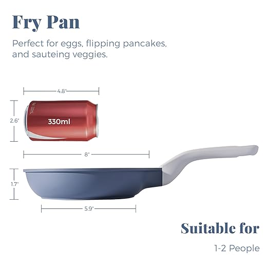 Nonstick Ceramic Frying Pan, 8/10/12 Inch Non Toxic Skillet, Egg & Omelet & Chef's Pan, Induction Compatible & Oven Safe, Dishwasher Safe,PTFE PFAS & PFOA Free (8-Inch, Gray)