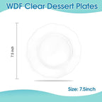 WDF 60pcs Clear Plastic Dessert Plates Disposable -7.5inch Small Disposable Clear Cake/Appetizer/Dessert Plastic Plates for Wedding, Party