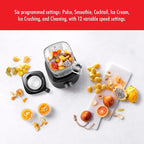 ZWILLING Enfinigy Power Blender, Piranha Teeth Winglet Blade for Ultimate Blending, 6 programs for Ice cream, Smoothies and more, 64oz pitcher, 12 speed, Black