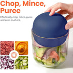 Choppi Cordless Electric Vegetable Chopper & Mini Food Processor for Dicing, Shredding, Mincing, and Puree, Portable and Rechargeable, 2-Cup, 500 mL, 4000 mAh Battery, Blue