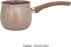 Nonstick Milk Pan, 10cm Dia Aluminum Alloy Sauce Pan with Single Handle Enameled Inside Coating for Coffee Butter Chocolate (Coffee)