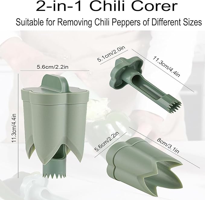 2PCS Pepper corer seed remover,Upgrade2 in 1 Fruit Pepper Seed Corer Remover,Quickly Cutting and Deseeding Bell Pepper Corer Tool for Vegetables Kitchen Gadget