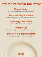 Sweese Porcelain Dinner Plates Set - 10 Inch Beige Round Dishes, 6-Pack, for Salad Serving, Scratch Resistant, Oven, Microwave Safe