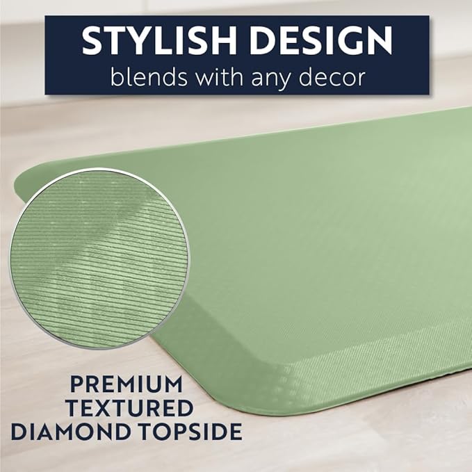 KANGAROO Thick Ergonomic Anti Fatigue Mats for Kitchen Floor, Cushioned Standing Office Desk Mat, Waterproof Scratch Resistant Topside, Supportive All Day Comfort Padded Foam Rugs, 20x32, Sage Green