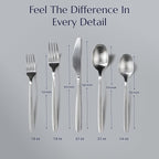 JazzUpCo Tia Flatware non toxic 18/10 stainless steel dishwasher safe (Matte Silver, 16 Person Set (80 Pieces))