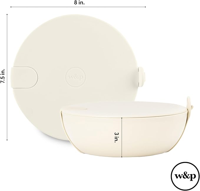 W&P Porter Plastic Bowl Lunch Container w/ Protective Non-slip Exterior, Slate 1 Liter | Lid & Snap-tight Silicone Strap | Food Storage, Bento Box, Meal Prep | BPA-Free Plastic