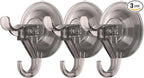 Antimbee 3 Pack Suction Cup Hooks, Clear Suction Hanger, Removable Small Hooks for Shower, Bathroom, Glass, Door, Windows, Kitchen - Up to 11 lbs on Smooth Surface (Transparent Gray)