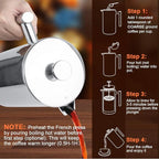 Secura French Press Coffee Maker, 304 Grade Stainless Steel Insulated Coffee Press with 2 Extra Screens, 50oz (1.5 Litre), Silver