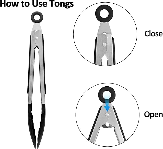 Silicone Kitchen Utensils Set, 446°F Heat Resistant Cooking Utensils Set with Slotted Turner, Tongs, Whisk, Spoons, Spatulas, Brush, Kitchen Gadgets Sets for Nonstick Cookware, Black