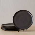 WENSHUO Dinner Plates Set of 6, Chip and Scratch Resistant (Ink Spot Brown, 8.5 Inch)