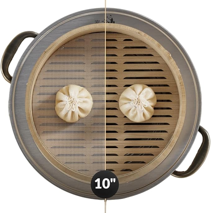 Prime Home Direct Bamboo Steamer Silicone Liners 10-Inch | 6 Count | BPA Free | Reusable & Non Stick for Air Fryer, Dumpling Food Steam Pot & Dim Sum Steaming | Round Mesh Parchment Baking Sheet Paper