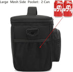 FlowFly Insulated Reusable Lunch Bag Adult Large Lunch Box for Women and Men with Adjustable Shoulder Strap,Front Zipper Pocket and Dual Large Mesh Side Pockets, Black