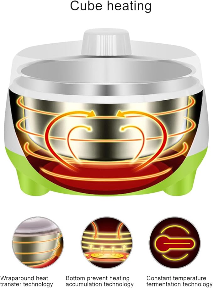 Compact Yogurt Maker Machine Stainless Steel Container for Homemade DIY Yogurt Green Stainless Steel Yogurt Maker Machine DIY Yogurt Maker Machine Compact Yogurt Maker Machine