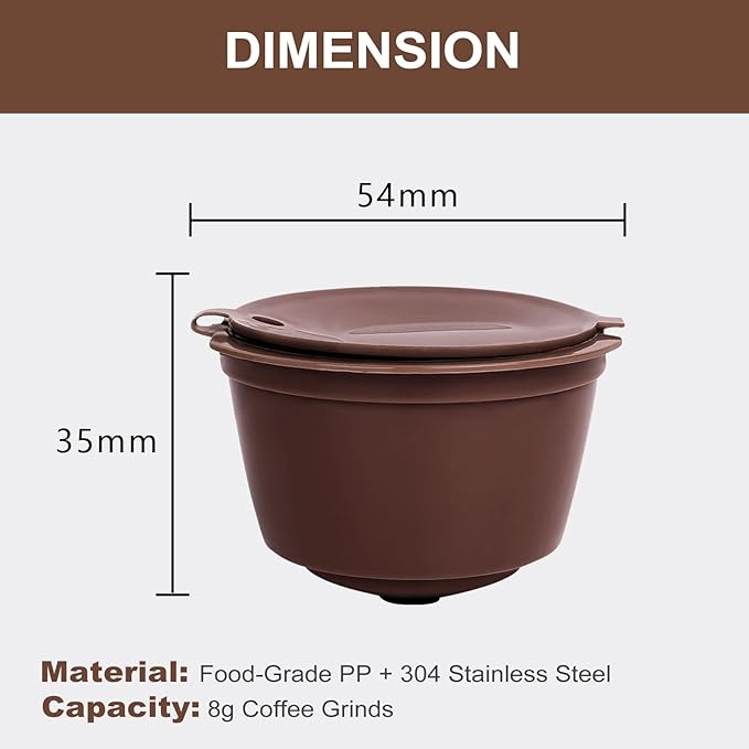 KEEPOW Reusable Coffee Capsules Compatible with Nescafe Dolce Gusto Machine, Refillable Coffee Pods 6 Pack (2 * Black + 2 * Brown + 2 * Purple)