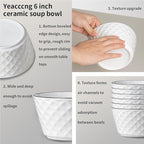 Yeacccng Ceramic Soup Bowls Set of 6, 30 Oz White Cereal Bowls, 6 inch Small Soup Bowls for Soup, Oatmeal, Salad, Pasta, Snacks, Fruits, Dishwasher & Microwave Safe, Scratch-Resistant, Lead-Free