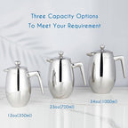 Easyworkz Nando French Press 12 oz Double Wall Insulated Thermal Coffee Maker,304 Stainless Steel Cafetiere