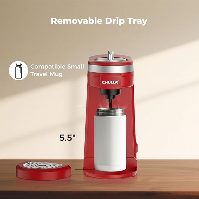CHULUX Mini Coffee Maker for K Capsule, Single Serve Coffee Maker for One Cup Americano, Lightweight Pod Coffee Machine, Red