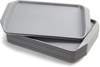Plastic Fast Food Serving Tray,16.95 by 11.82-Inch,Set of 12 (Grey)