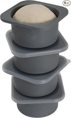 PLUS 1000ml Pizza Dough Proofing Containers for DIY family Artisan Pizza, Food Grade Silicone Stackable Boxes with Lids, Freezer, Fridge, Dishwasher Safe,4sets (Space Gray)