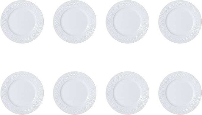 Pfaltzgraff Sylvia 32-Piece White Dinnerware Set, Service for 8, Durable Stoneware Plates, Bowls, and Mugs, Microwave and Dishwasher Safe