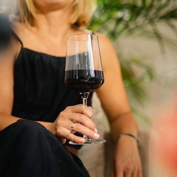 Krosno Red Wine Glasses | Elegant Design | Set of 6 | 16.9 oz | Infinity Collection | Ideal for Home, Restaurants and Receptions | Dishwasher Safe | Lead-Free Crystal Glass