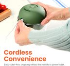 Choppi Cordless Electric Vegetable Chopper & Mini Food Processor for Dicing, Shredding, Mincing, and Puree, Portable and Rechargeable, 2-Cup, 500 mL, 4000 mAh Battery, Sage Green