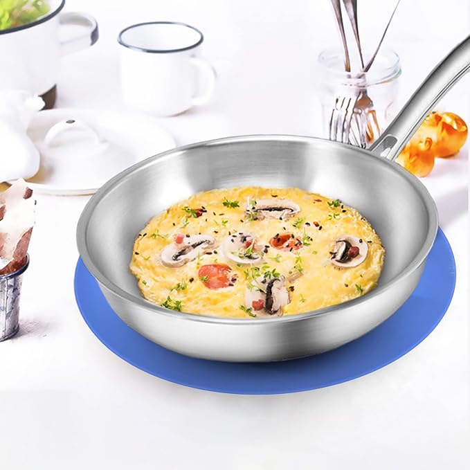 KooMall 12 10 8 Inch Multi-use Microwave Mat, Trivet, Pot Holders, Drying, Baking, Place Mat, Utensils Rest, Silicone Cover Pad for Hot Pot Pans Bowls Plates Dishes Kitchen Counter,Heat Resistant,Blue