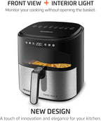 Air Fryer Digital Visor Inox 5.3QT Capacity - High Power & Elegant Stainless Steel Finish - Black & Inox