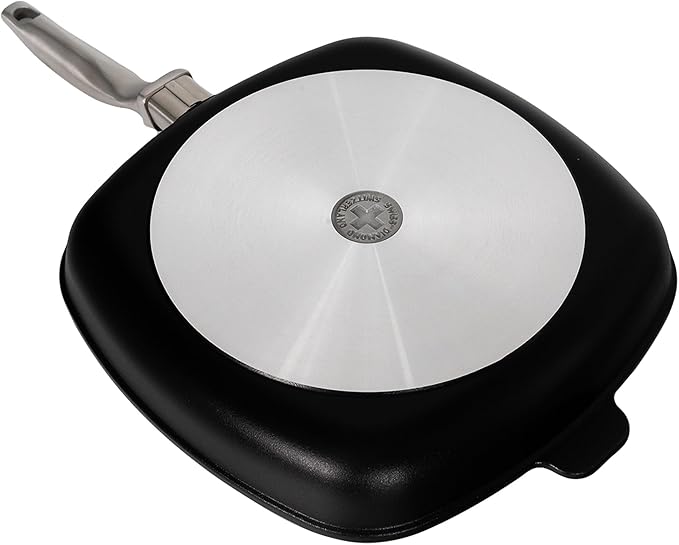 Swiss Diamond Nonstick Hybrid Ceramic and Diamond-Infused Square Grill Pan PFAS- and PFOA-free, Dishwasher & Oven Safe Up To 500 °F, 11 x 11-Inches