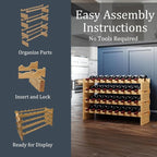 36 Bottle Bamboo Stackable Freestanding Wine Rack, No Tools Assembly, Durable, Wine and Liquor Bottle Storage for Small Spaces