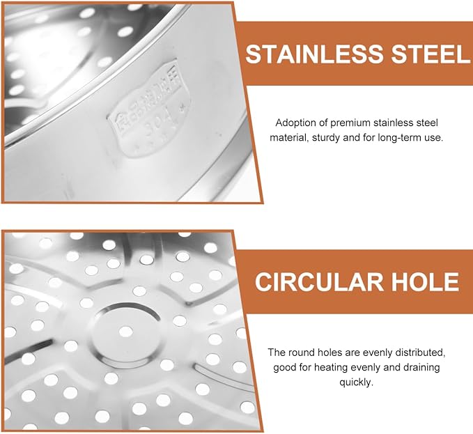 Multi-Functional Stainless Steel Steamer Basket,9.8inch Stackable Steamer Insert for Pot,Stacked Steaming Rack,Metal Pot Steaming Cookware for Dumpling Egg Bun Dim Sum Meat Fish Rice Vegetable