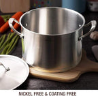 HOMI CHEF HEAVY ECOLOGICAL NICKEL FREE Stainless Steel Stock Pot 8QT with Lid (No Toxic Non Stick Coating, 5.1LBS) - Induction Pot 8 Quart Matte Polished Cooking Pot