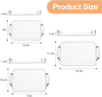 Set of 3 Serving Platters with Handles 16.5/15/13.2 Inch Reusable Large Serving Trays, Party Food Tray, Rectangular Dinner Plates for Cookie, Cake, Turkey, Cheese, Fruit, Snack(Transparent)