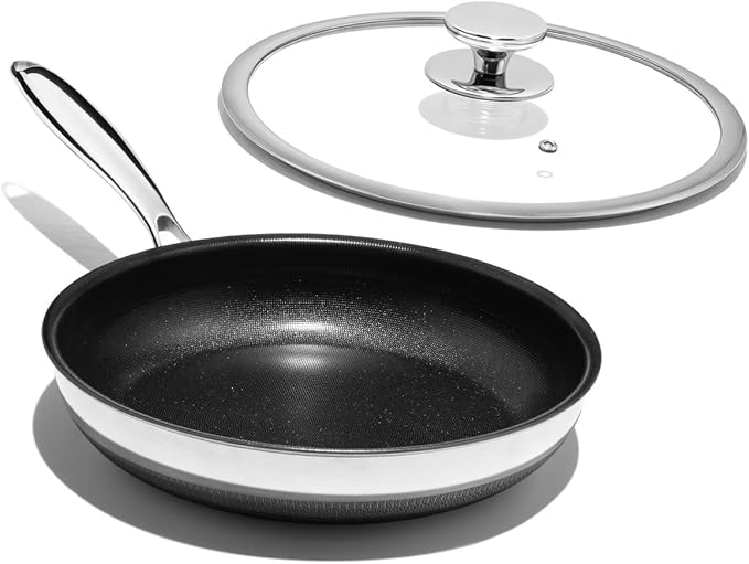 Nonstick Frying Pan Set – 8" Titanium Ceramic Skillet with Lid, Stay-Cool Handle,PFAS, PTFE, PFOA-Free, Non-Toxic, Dishwasher & Oven Safe, Compatible with All Cooktops