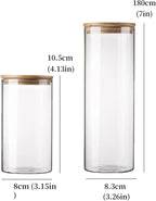 Round Glass Jars with Bamboo Lids [16oz+31oz], Glass Canisters with Airtight Lids, Glass Food Storage Containers for Pasta, Cereal, Flour, Sugar, Best for Kitchen & Pantry