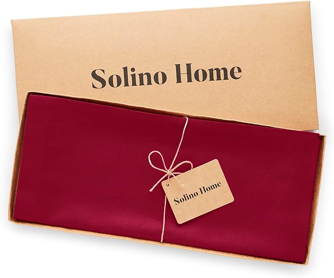 Solino Home Red Table Runner 90 Inches Long - Dru Cotton Linen 14 x 90 Inch Table Runner for Dining, Summer - Handcrafted and Machine Washable