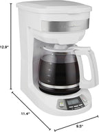 Hamilton Beach 12 Cup Programmable Drip Coffee Maker with 3 Brew Options, Glass Carafe, Auto Pause and Pour, White (46294)