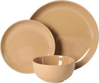 Gibson Home Rockaway 12-Piece Round Stoneware Dinnerware Set, Service for 4 – Beige Plates and Bowls, Modern Matte Finish, Microwave & Dishwasher Safe